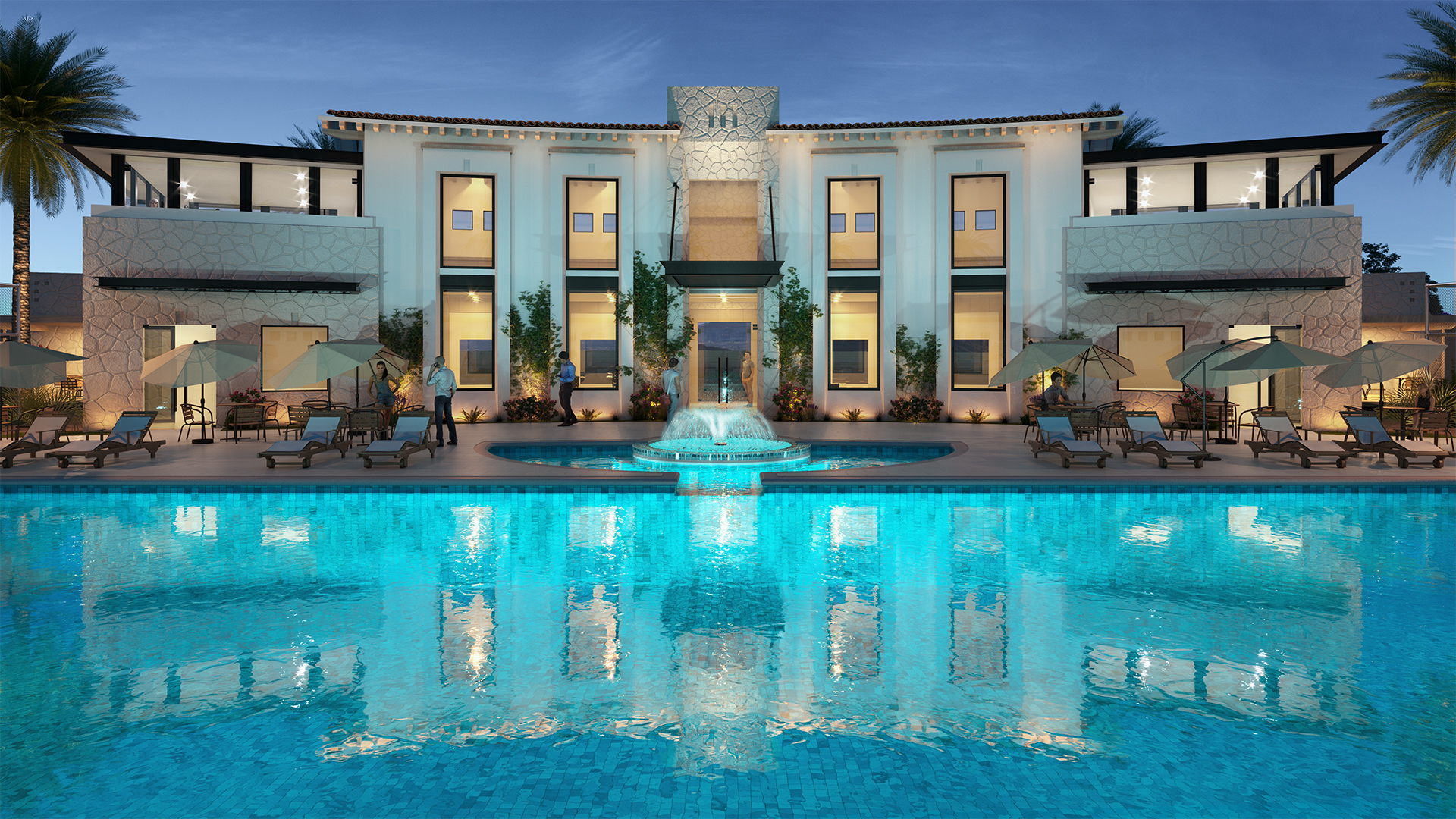 Alberca Family Club de noche